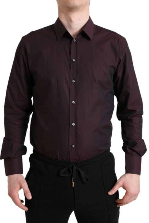 Dolce & Gabbana Elegant Maroon Martini Dress Shirt