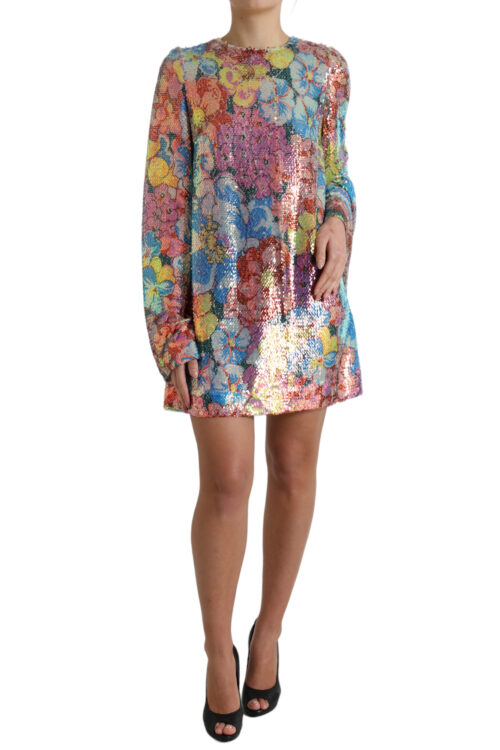 Dolce & Gabbana Elegant Floral Sequined Mini Dress