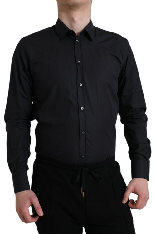 Dolce & Gabbana Elegant Navy Blue Slim Fit Dress Shirt