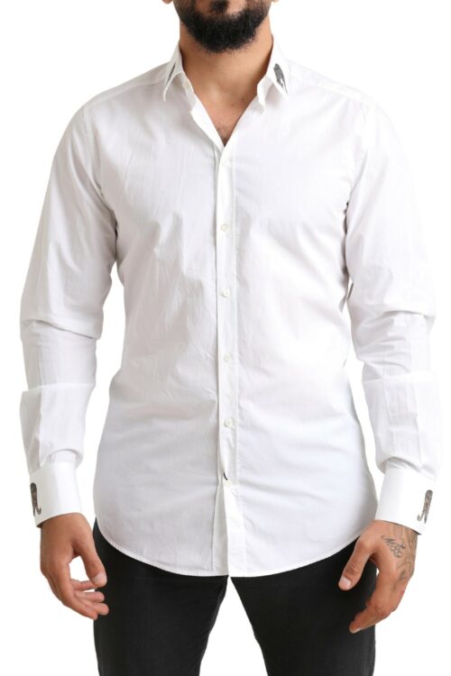 Dolce & Gabbana Italian Elegance Slim Fit White Cotton Shirt