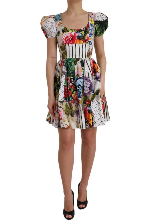 Dolce & Gabbana Multicolor Patchwork Cotton Aline Mini Dress