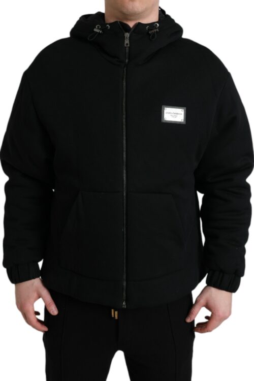 Dolce & Gabbana Elegant Black Bomber Jacket with Hood