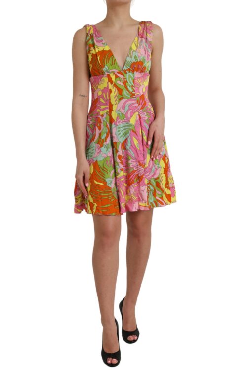 Dolce & Gabbana Multicolor Floral Silk A-Line Dress