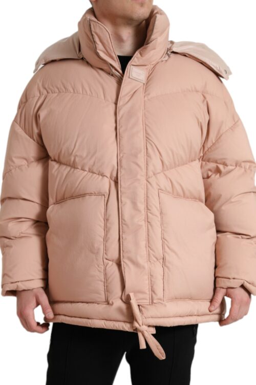 Dolce & Gabbana Chic Coral Hooded Puffer Jacket