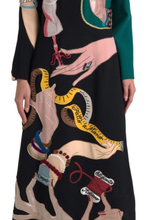 Dolce & Gabbana Elegant Multicolor Wool A-Line Dress