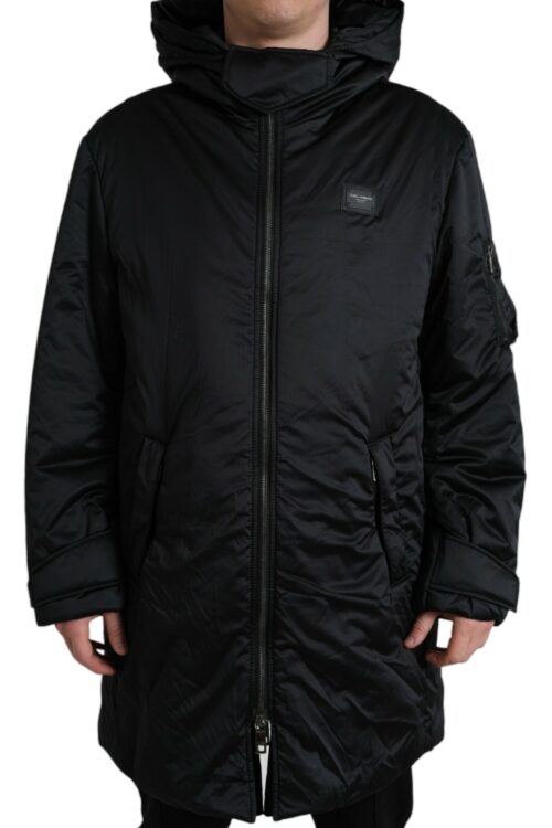 Dolce & Gabbana Elegant Black Hooded Parka Jacket