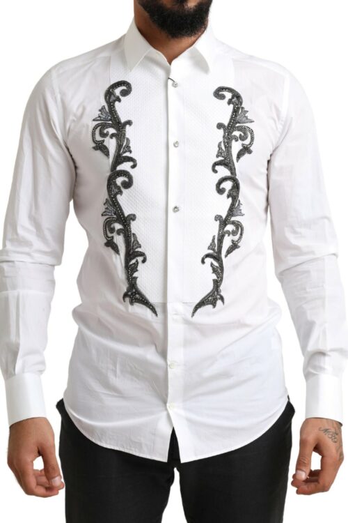 Dolce & Gabbana Italian Designer Slim Fit Tuxedo Shirt
