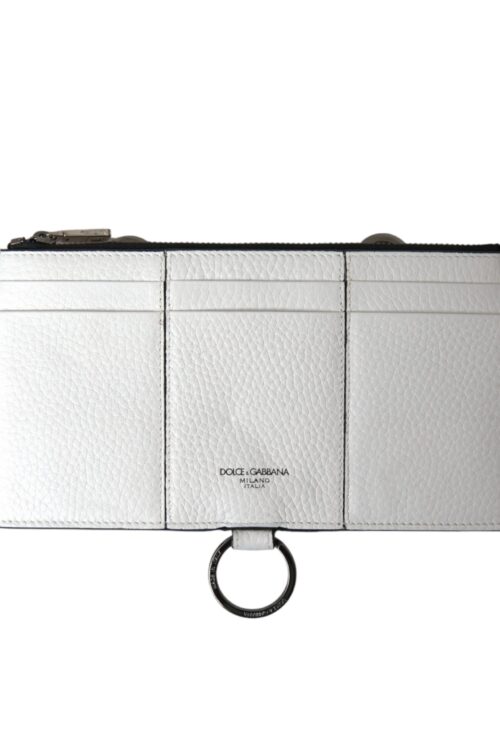 Dolce & Gabbana Elegant White Leather Crossbody Cardholder