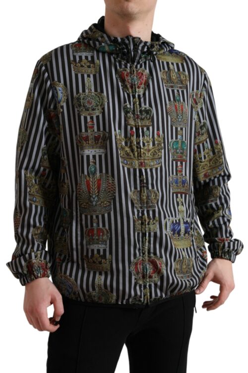 Dolce & Gabbana Chic Black & White Hooded Tech Jacket