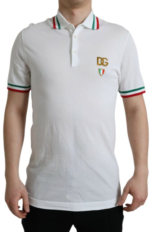 Dolce & Gabbana Elegant White Cotton Polo with Logo Detail