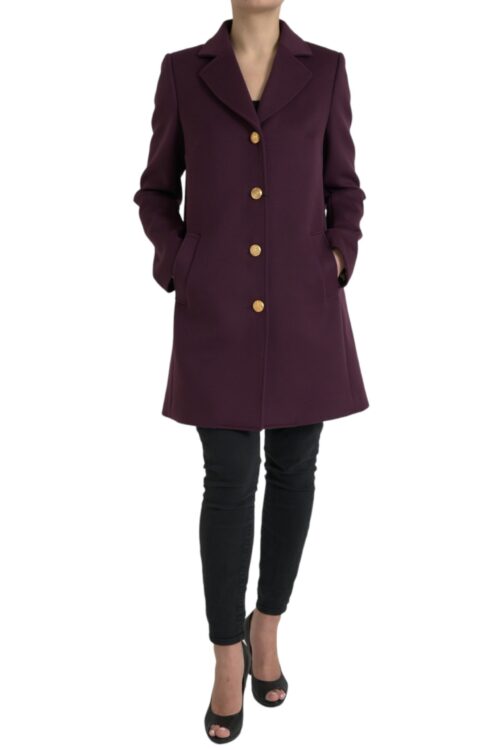 Dolce & Gabbana Elegant Purple Wool-Cashmere Trench Coat