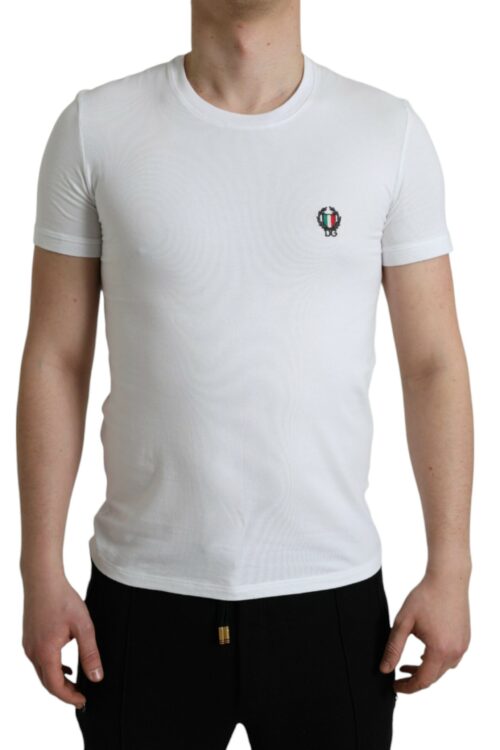 Dolce & Gabbana Elegant White Logo Crest Tee