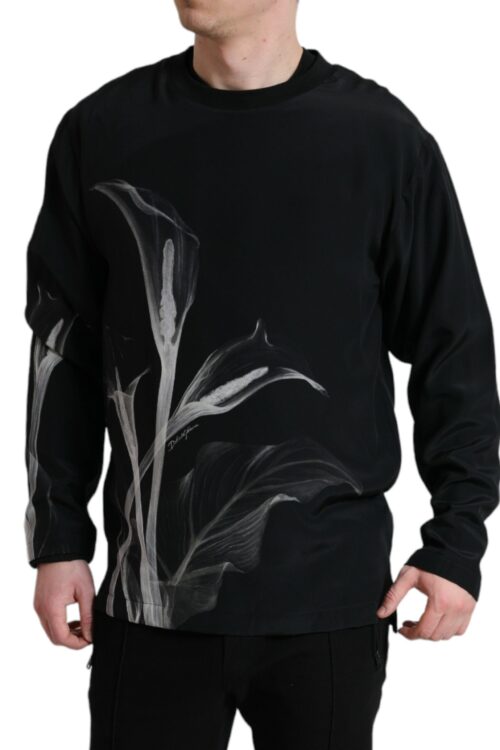 Dolce & Gabbana Floral Silk Crew Neck Sweater