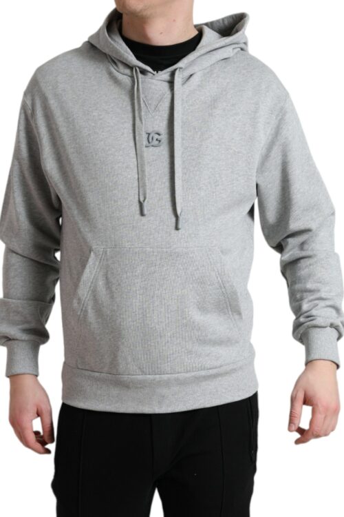Dolce & Gabbana Chic Gray Logo Hooded Cotton Sweater
