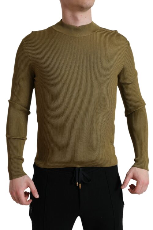 Dolce & Gabbana Army Green Viscose Crew Neck Sweater