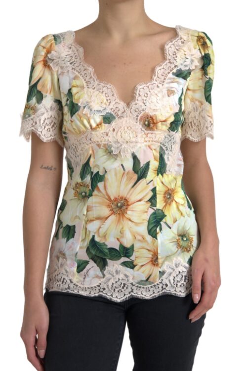 Dolce & Gabbana Elegant Floral Print Silk Blouse