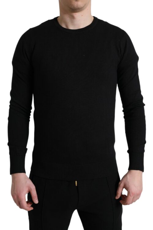 Dolce & Gabbana Elegant Black Cotton Crewneck Pullover Sweater