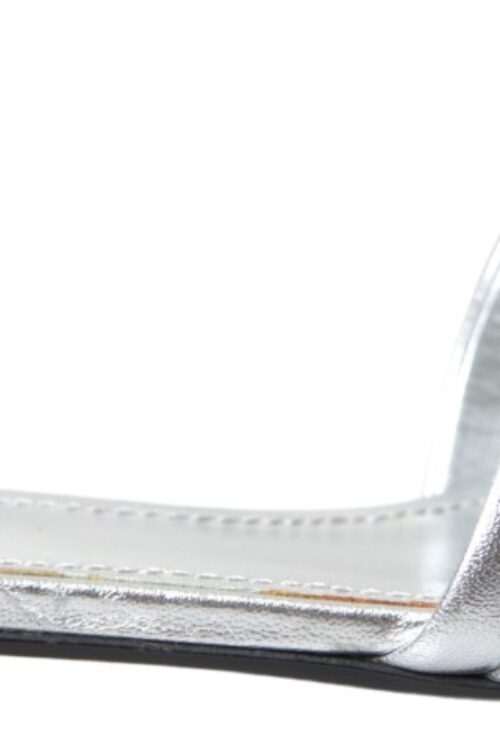 Dolce & Gabbana Crystal-Embellished Silver Leather Slides