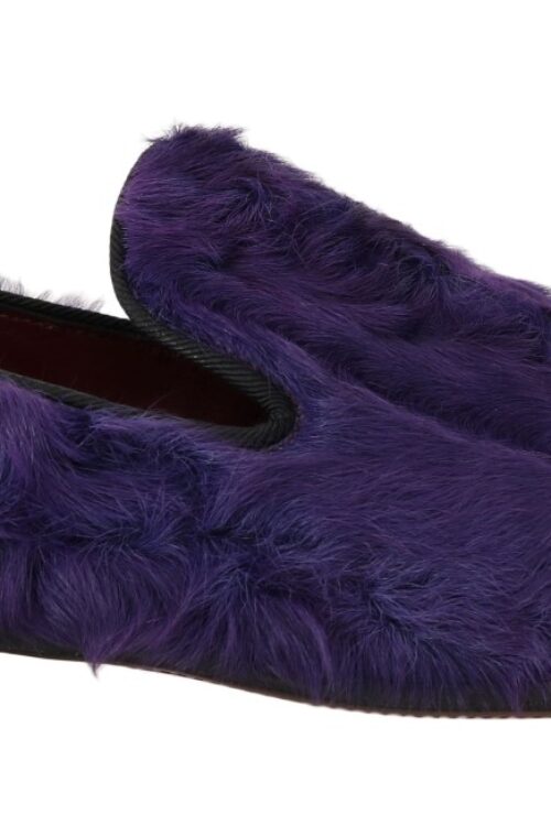 Dolce & Gabbana Plush Purple Sheep Fur Loafers