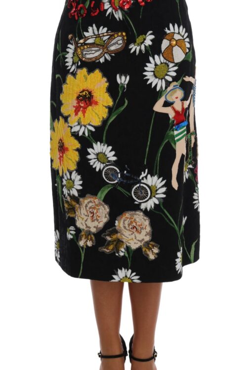 Dolce & Gabbana Embellished A-Line Mid-Calf Skirt