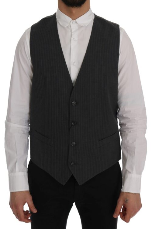 Dolce & Gabbana Elegant Gray Striped Waistcoat Vest