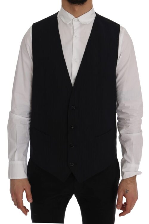 Dolce & Gabbana Sleek Striped Wool Blend Waistcoat Vest
