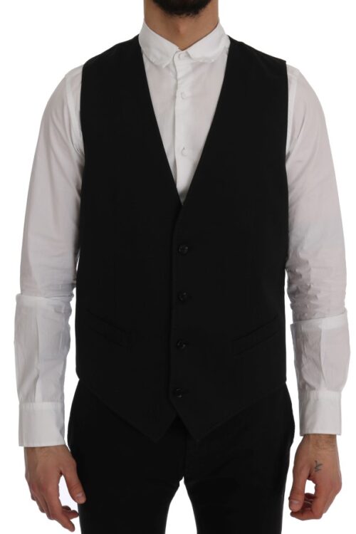 Dolce & Gabbana Sleek Black Single-Breasted Waistcoat