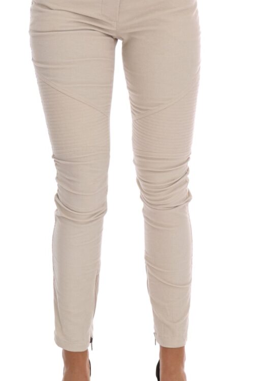 Ermanno Scervino Chic Beige Corduroy Skinny Slim Fit Pants