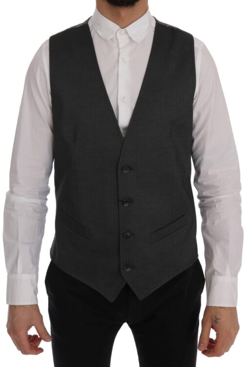 Dolce & Gabbana Sleek Gray Single-Breasted Waistcoat Vest
