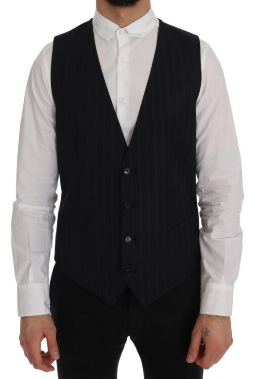 Dolce & Gabbana Elegant Striped Wool Blend Vest Waistcoat