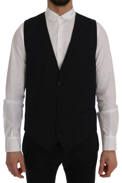 Dolce & Gabbana Elegant Blue Striped Waistcoat Vest