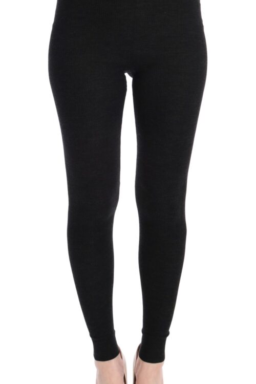 Dolce & Gabbana Elegant High-Waist Wool Tights Pants in Dark Gray
