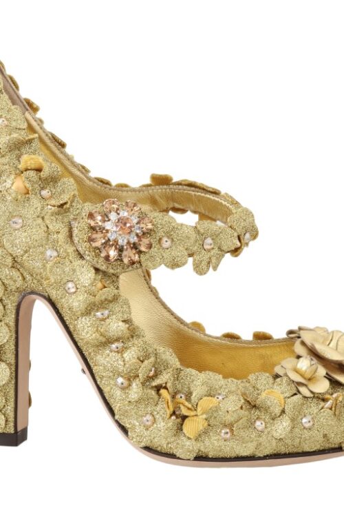 Dolce & Gabbana Gold Floral Crystal Embellished Pumps