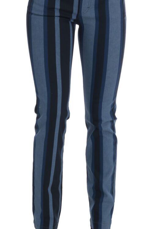 Dolce & Gabbana Chic Blue Striped Slim Fit Girly Jeans