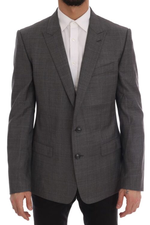 Dolce & Gabbana Sleek Gray Checkered Wool Blazer