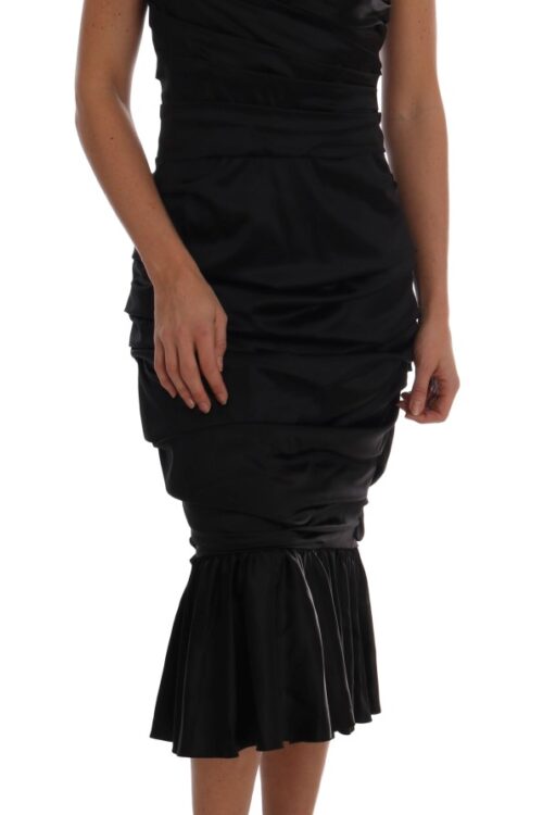 Dolce & Gabbana Elegant Silk Stretch Bustier Midi Dress