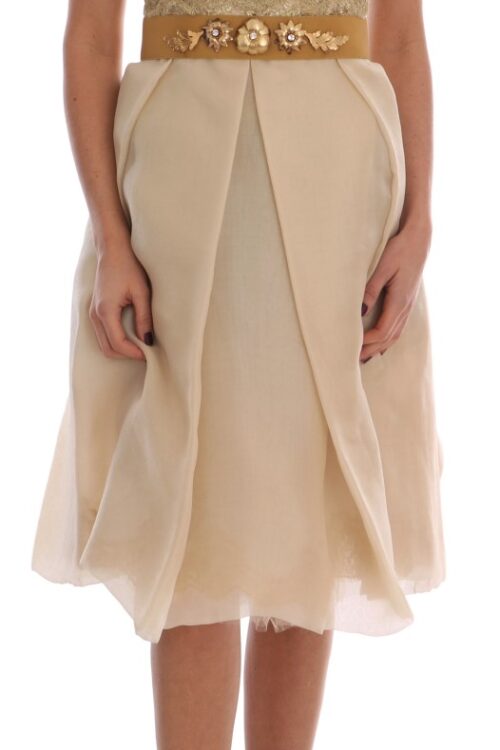Dolce & Gabbana Elegant Embellished Lace & Organza Silk Dress