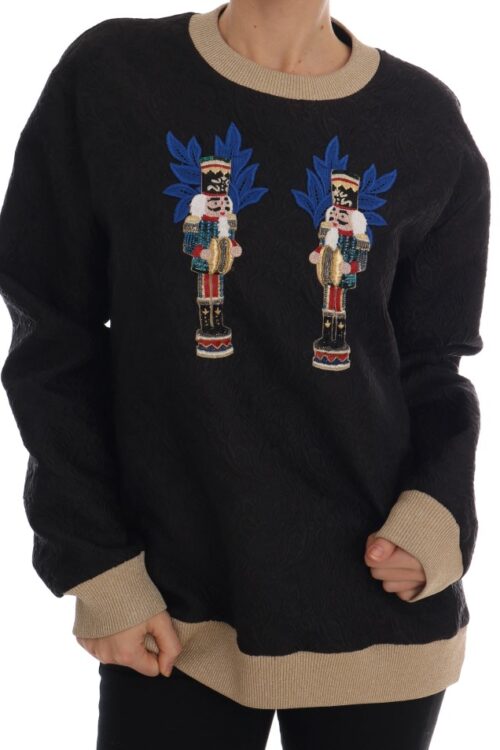 Dolce & Gabbana Enchanted Sequined Black Brocade Sweater