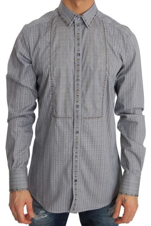 Dolce & Gabbana Elegant Gray Checkered Slim Fit Casual Shirt