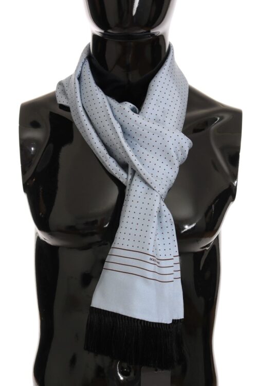 Dolce & Gabbana Elegant Blue Silk Polka Dot Men’s Scarf