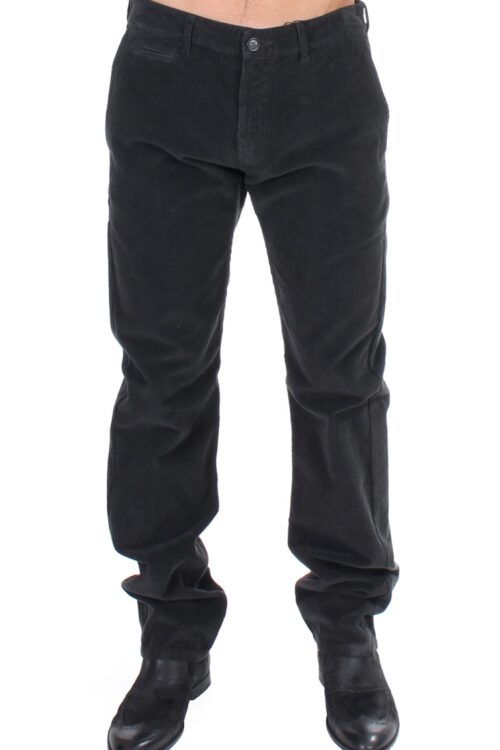 GF Ferre Elegant Black Cotton Corduroy Pants