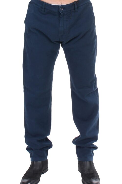 GF Ferre Elegant Blue Cotton Stretch Chinos