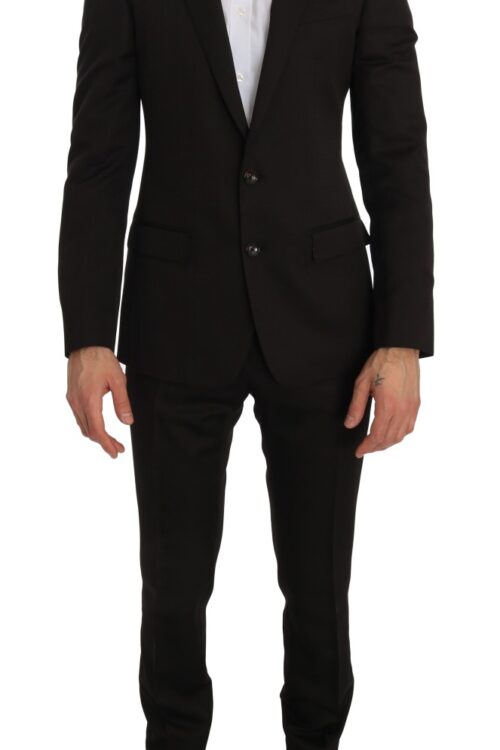 Dolce & Gabbana Elegant Brown Jacquard Martini Suit