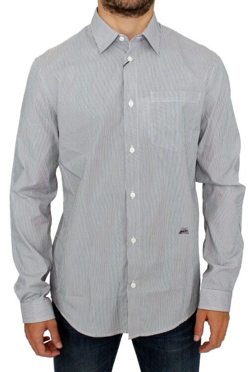 GF Ferre Chic Gray Striped Cotton Casual Shirt