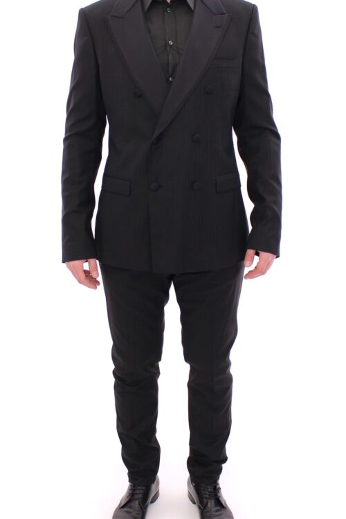 Dolce & Gabbana Elegant Black Striped Wool-Silk Blend Suit