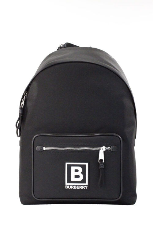Burberry Abbeydale Branded Stamp Black Nylon Backpack Shoulder Bookbag