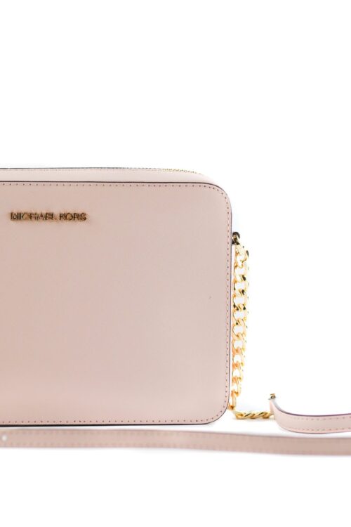 Michael Kors Jet Set Large East West Saffiano Leather Crossbody Bag Handbag (Powder Blush)