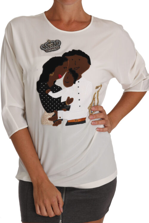 Dolce & Gabbana Elegant Silk Blend Crewneck Blouse