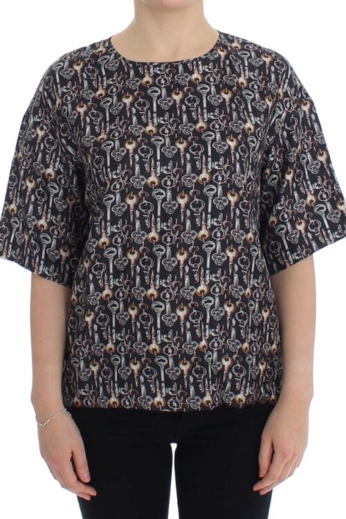 Dolce & Gabbana Enchanted Sicily Silk Blouse with Key Print