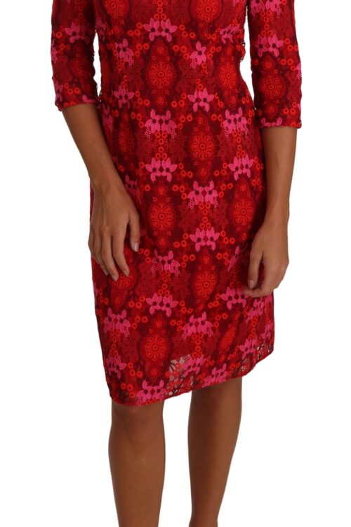 Dolce & Gabbana Elegant Floral Crochet Knee-Length Dress